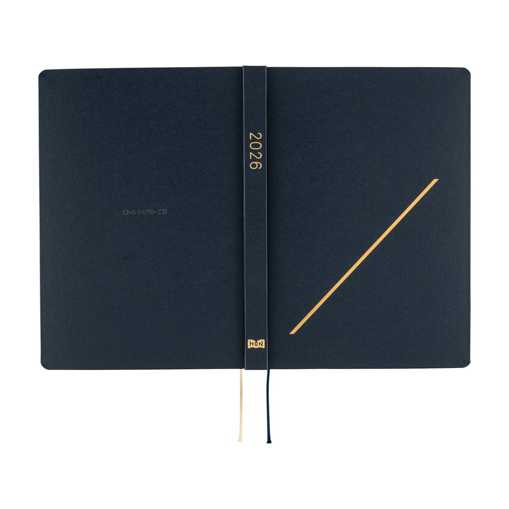 2026 Hobonichi Techo HON A5 English Hardcover Planner Book - Slash (Navy)