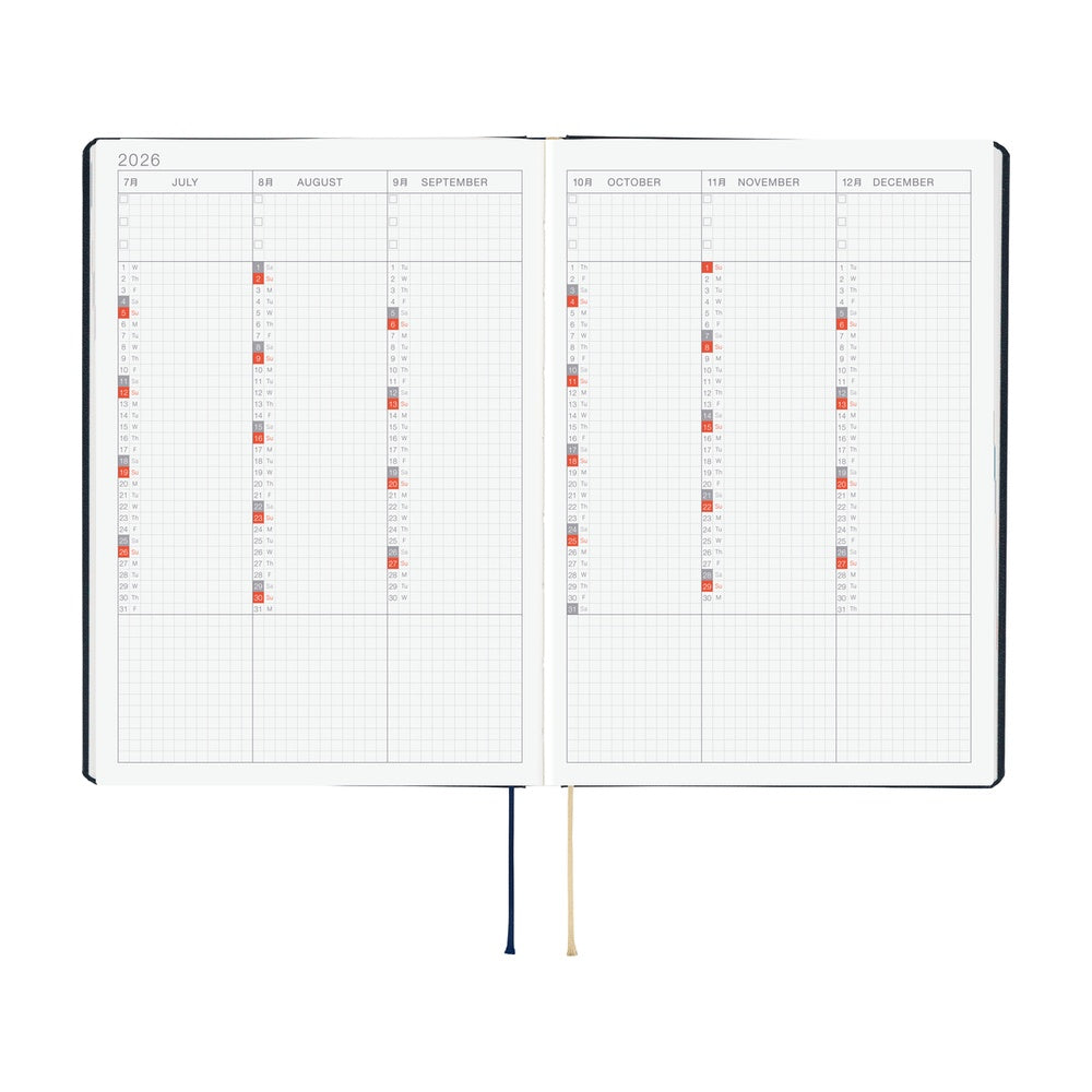 2026 Hobonichi Techo HON A5 English Hardcover Planner Book - Slash (Navy)