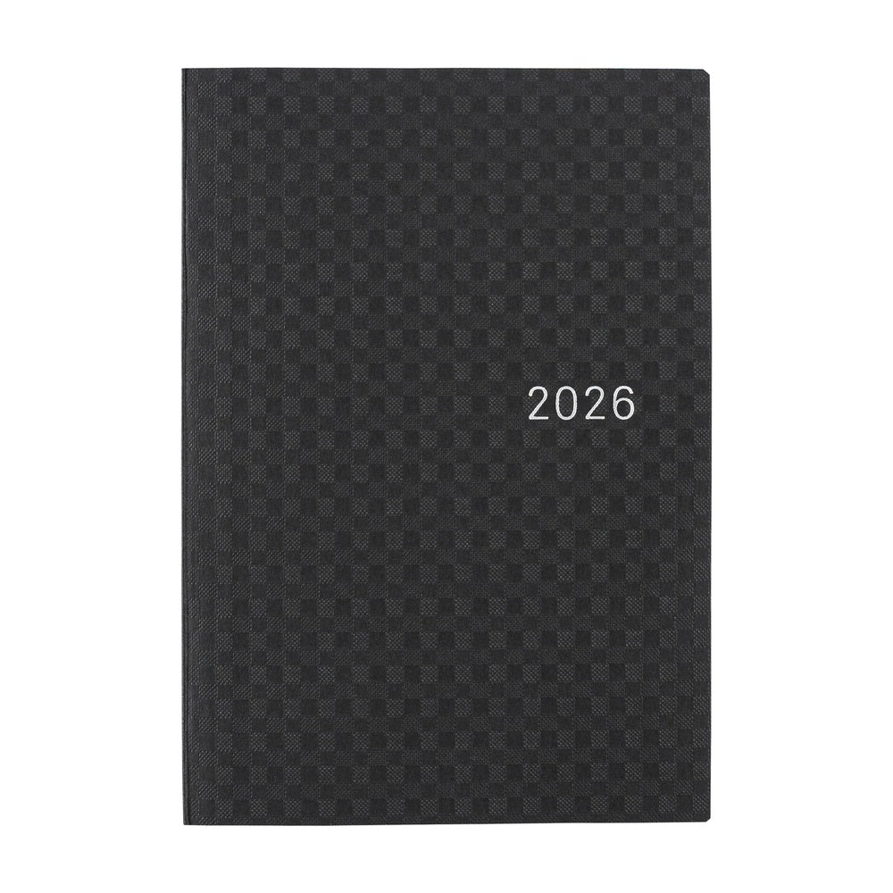 2026 Hobonichi Techo HON A6 English Hardcover Planner Book - Paper Series: Black Gingham