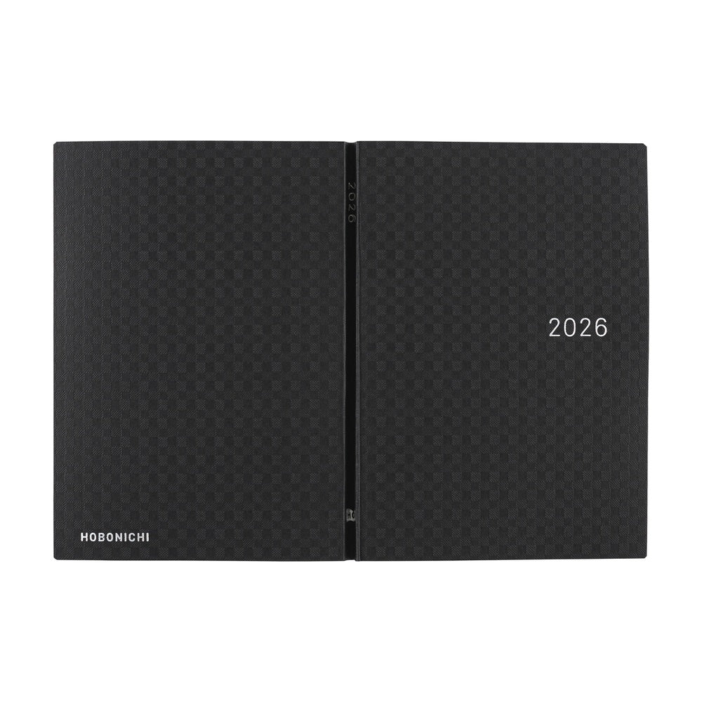 2026 Hobonichi Techo HON A6 English Hardcover Planner Book - Paper Series: Black Gingham