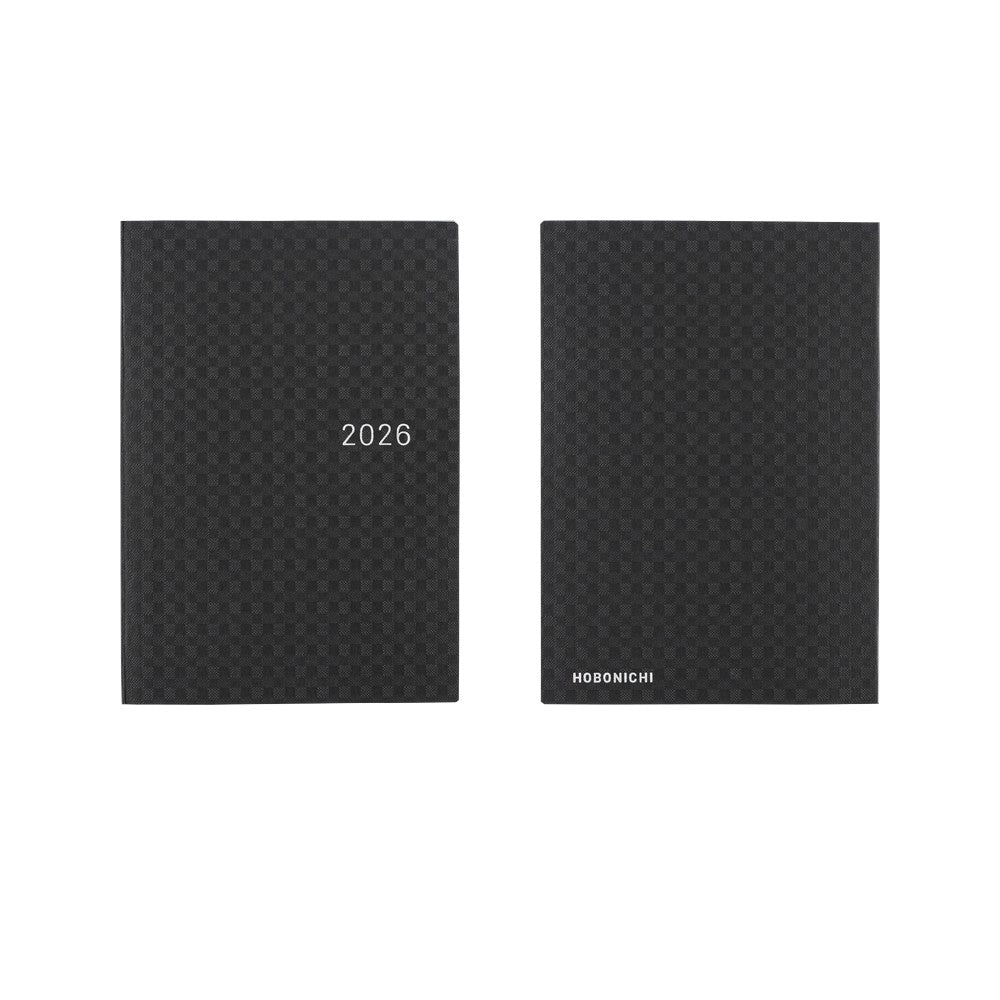 2026 Hobonichi Techo HON A6 English Hardcover Planner Book - Paper Series: Black Gingham