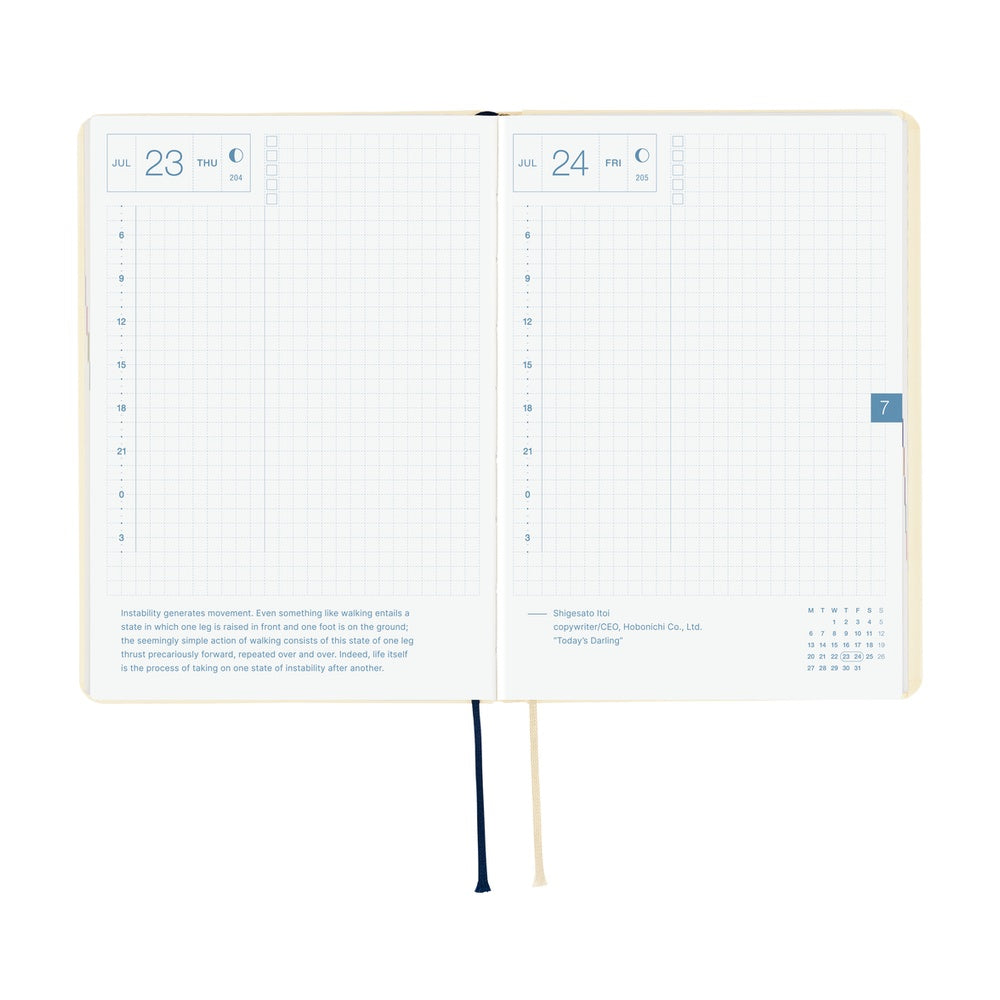 2026 Hobonichi Techo HON A6 English Hardcover Planner Book - Slash (Ivory)