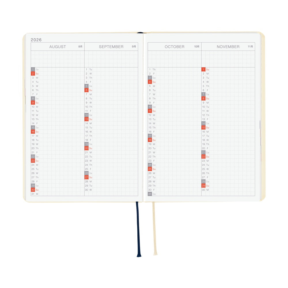 2026 Hobonichi Techo HON A6 English Hardcover Planner Book - Slash (Ivory)