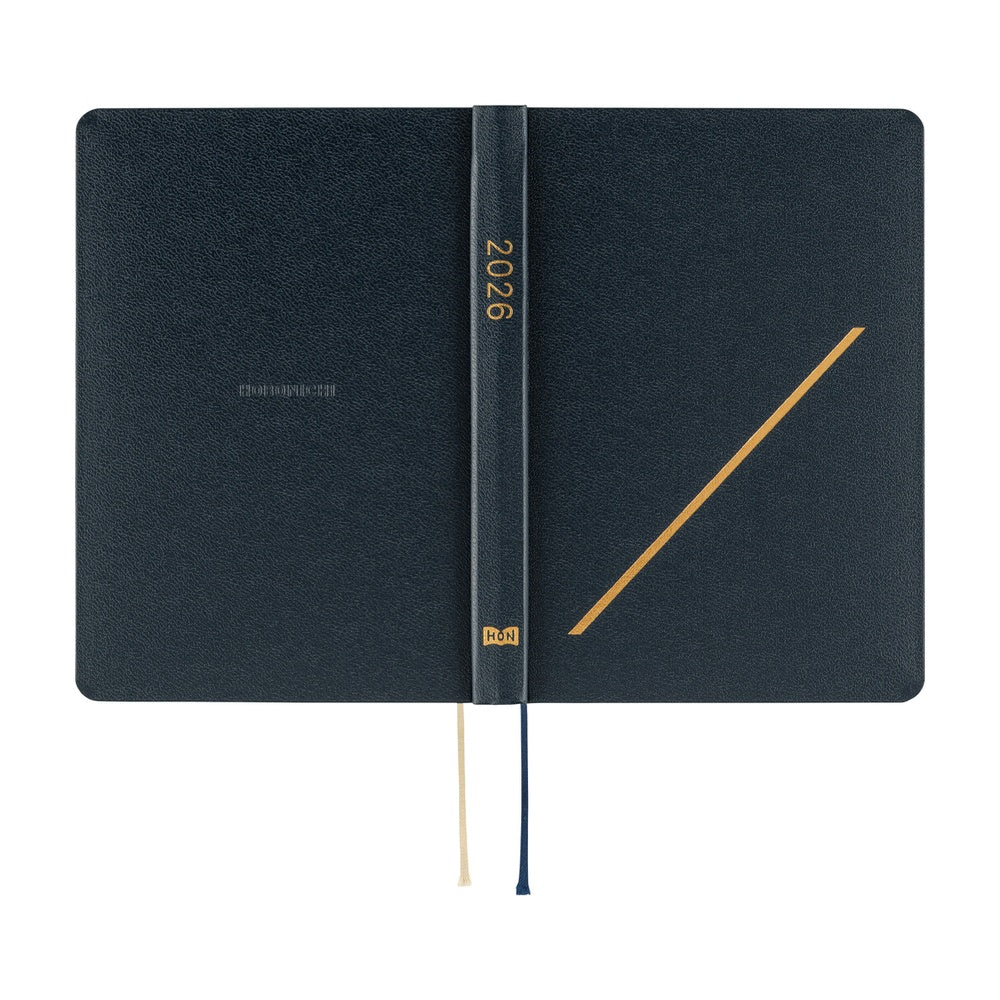 2026 Hobonichi Techo HON A6 English Hardcover Planner Book - Slash (Navy)