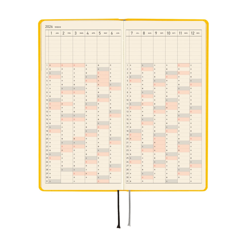 2026 Hobonichi Techo Japanese Weeks - April Start - Full Moon Yellow - M.Lovewell