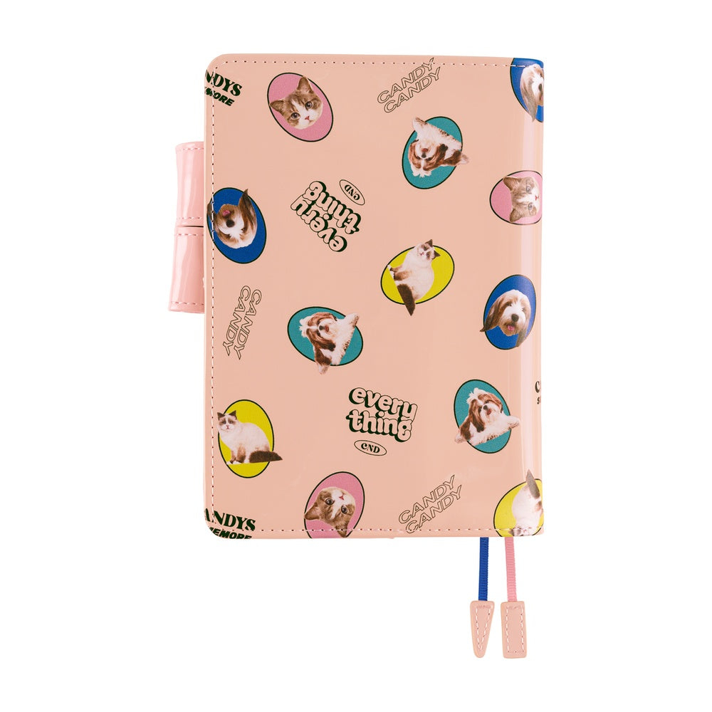 2026 Hobonichi Techo Planner & Cover English A6 - Candy Stripper: Random Dog & Cat (Pink)
