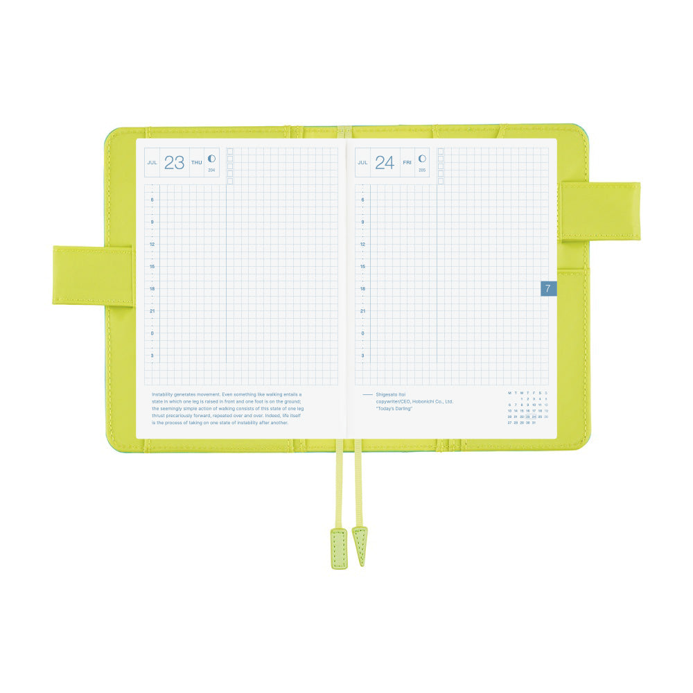 2026 Hobonichi Techo Planner & Cover English A6 - Colors: Aqua Lime