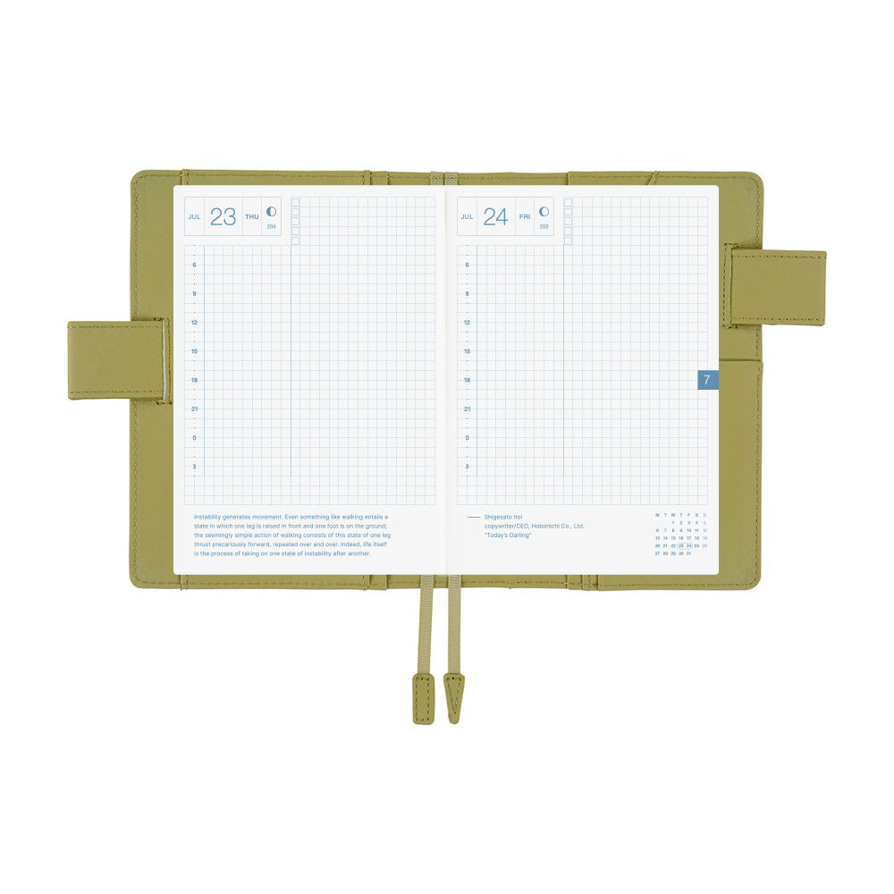 2026 Hobonichi Techo Planner & Cover English A6 - Leather: Sage Green
