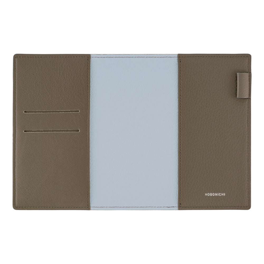 2026 Hobonichi Techo Planner & Cover English A6 - Leather: Taut (Gray & Light Blue)