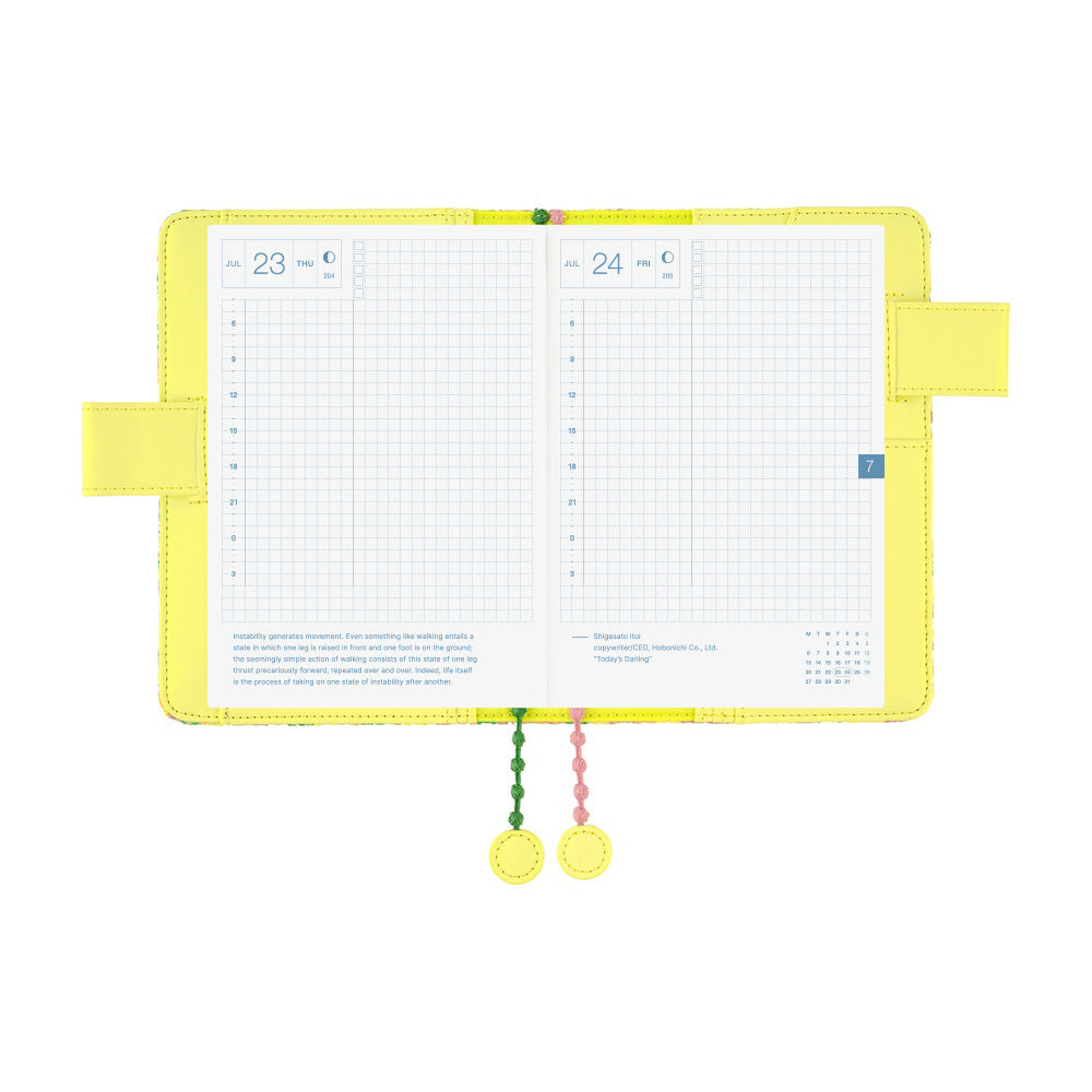 2026 Hobonichi Techo Planner & Cover English A6 - mina perhonen: skyful (Yellow)