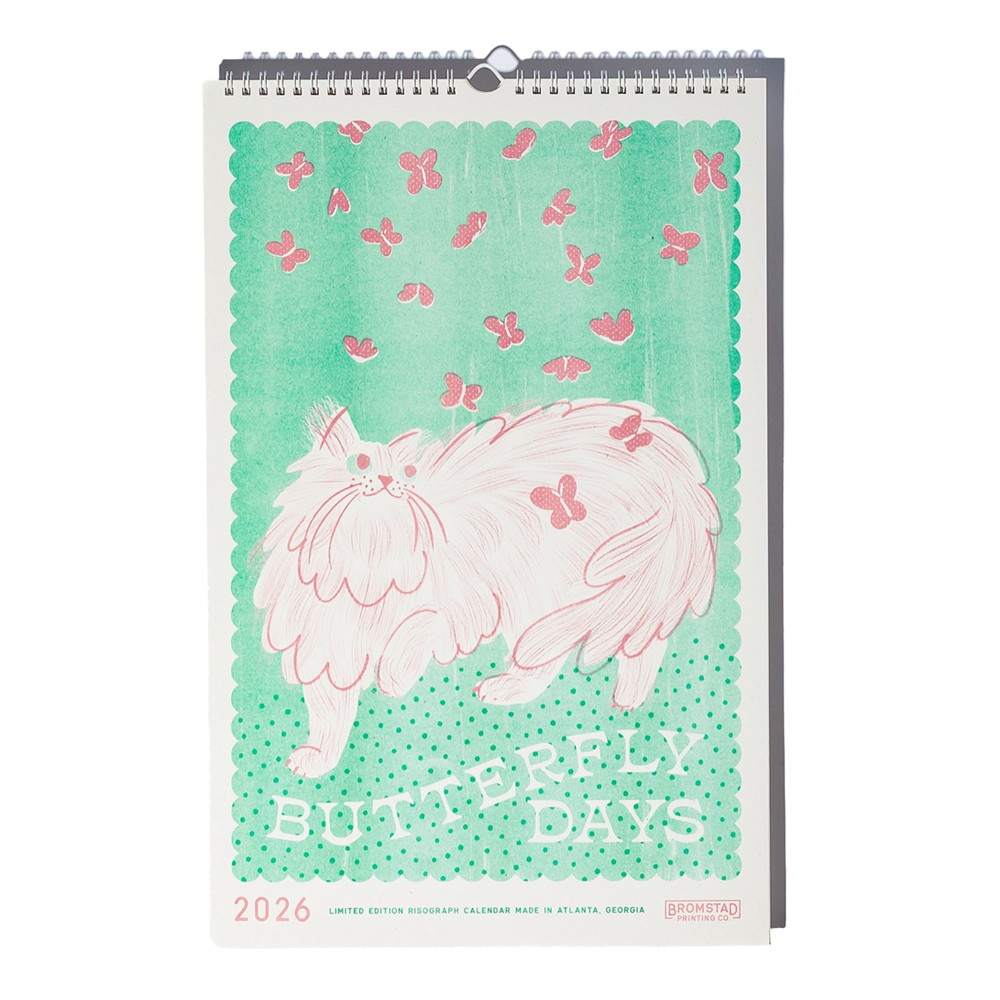 2026 Risograph Wall Calendar - Butterfly Days