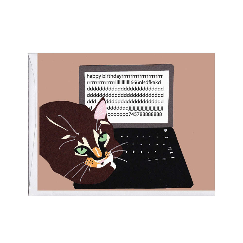Cat On Keyboard Birthday Card