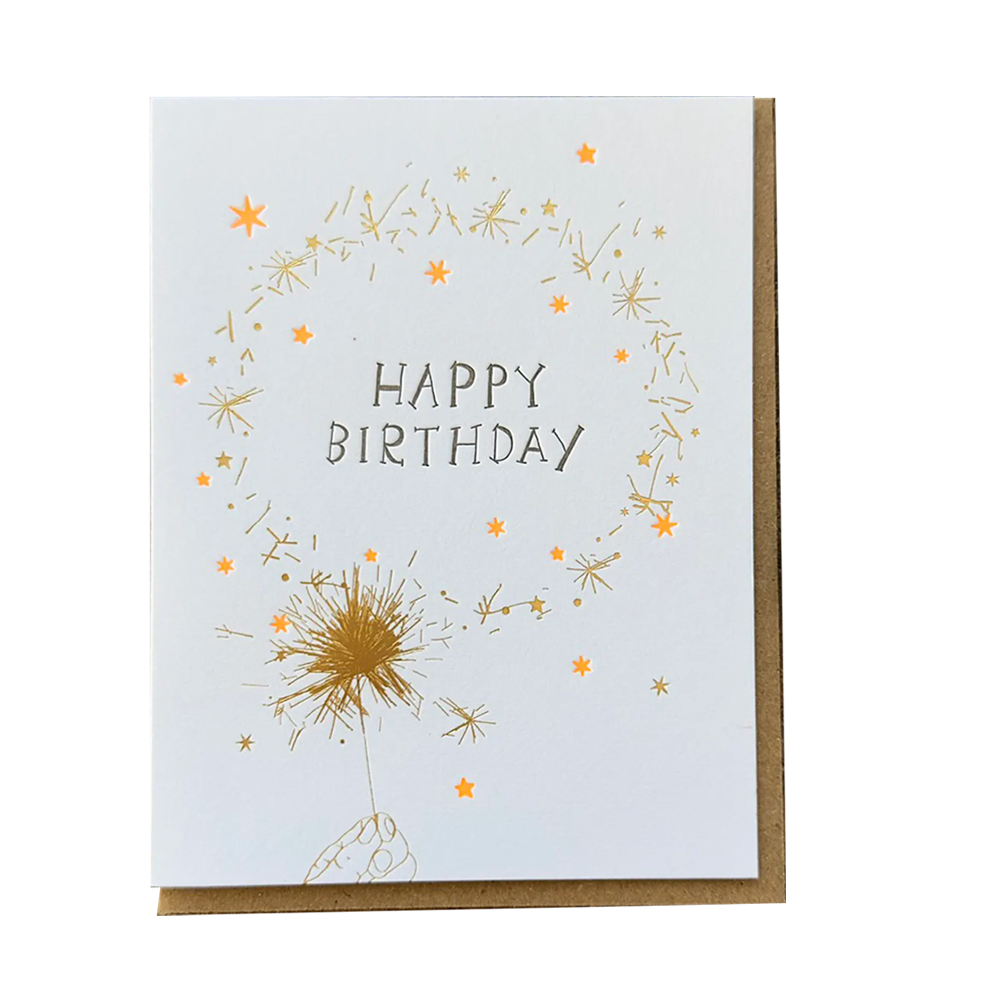 Gold Foil Sparkler Birthday Card