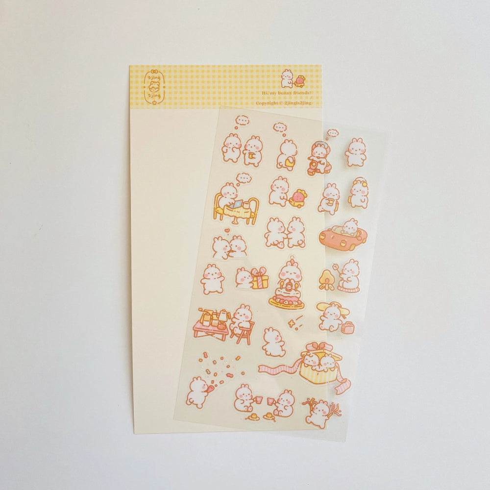 Bunny sticker sheet on a white background