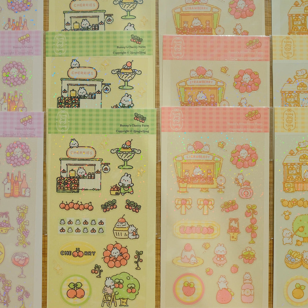 Bunny and Strawberry Farm Sticker Sheet