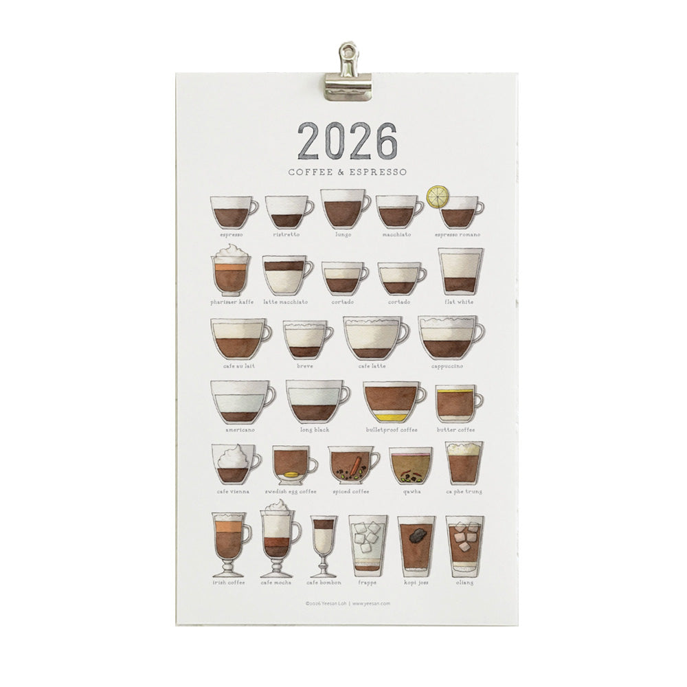 2026 Coffee & Espresso Wall Calendar