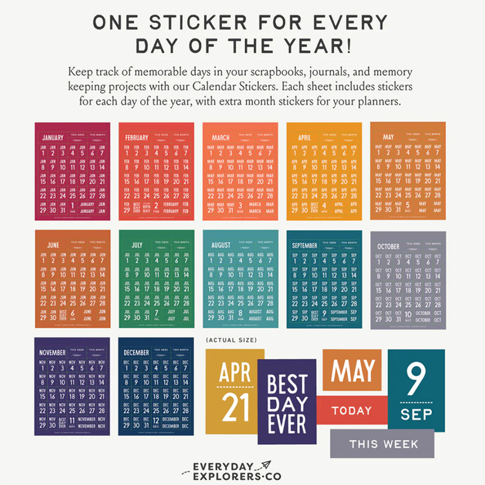 365 Days Calendar Sticker Book - Bright Colors