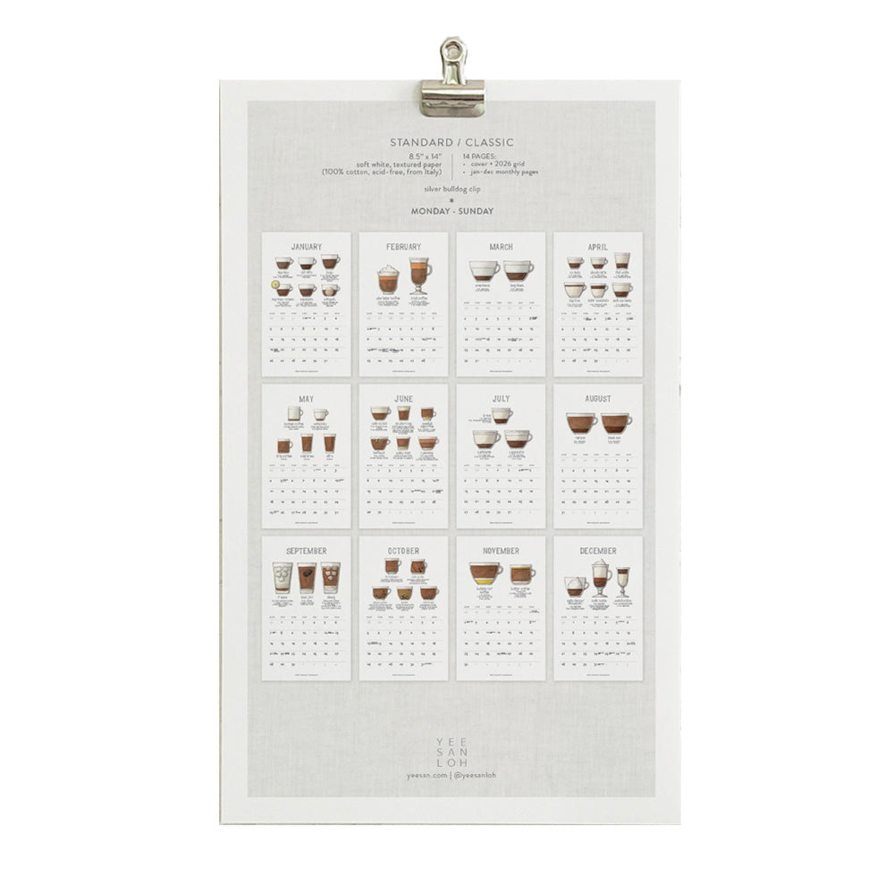 2026 Coffee & Espresso Wall Calendar