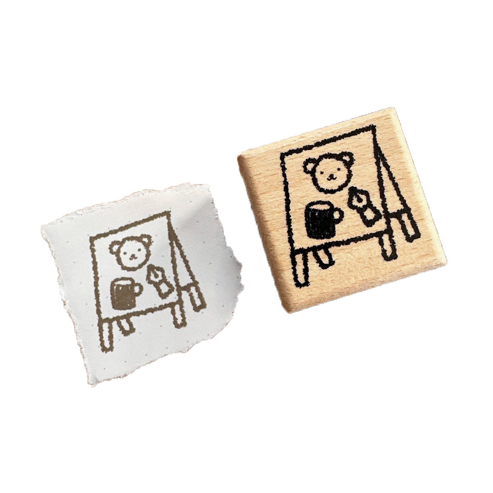 Bear Cafe Open Wooden Stamp