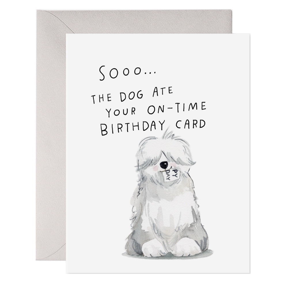 Sheepdog Belated Birthday Card