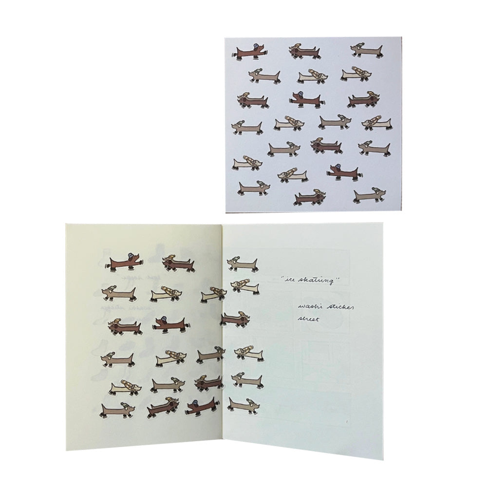 Ice Skating Dogs Washi Sticker Sheet