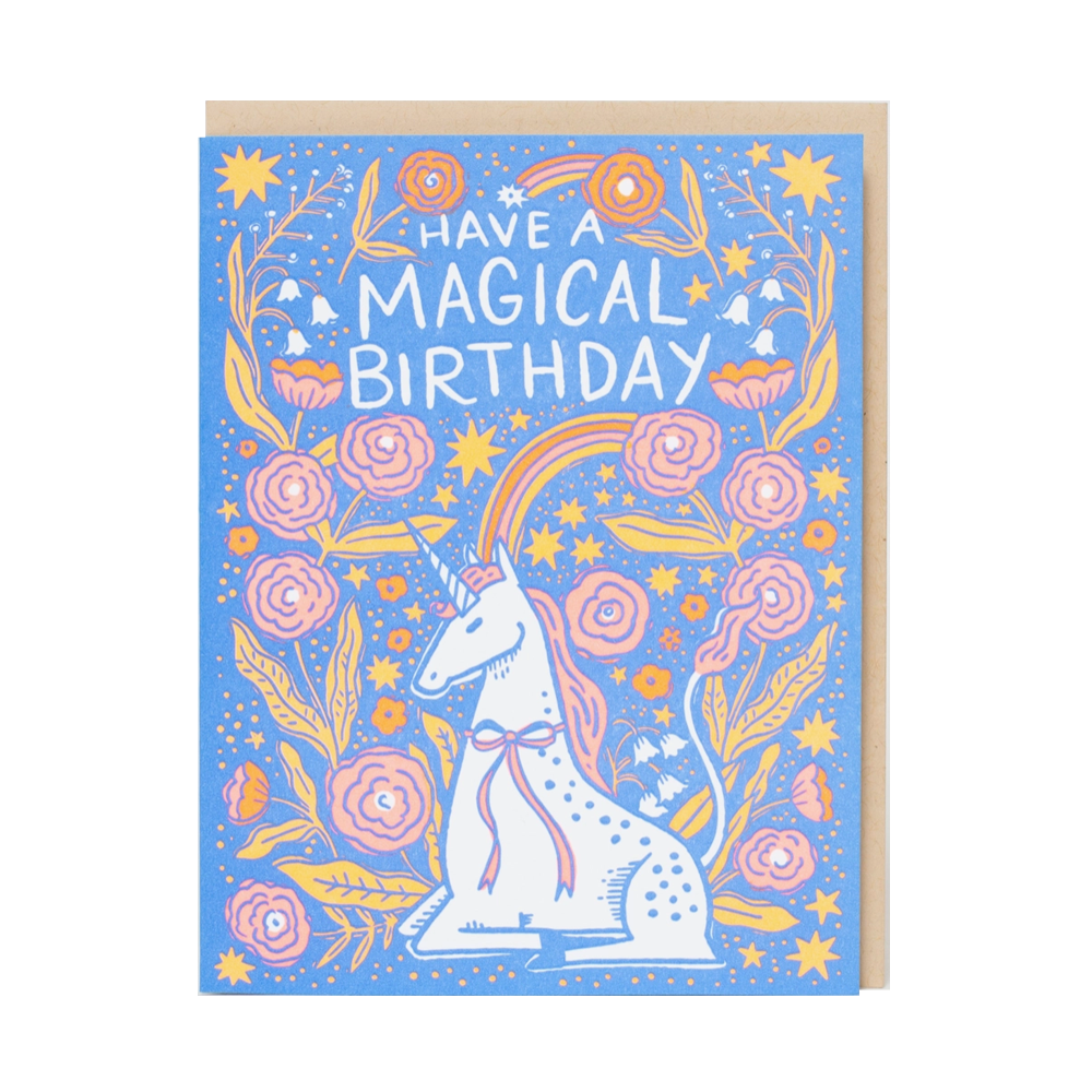 Birthday Folk Unicorn Card