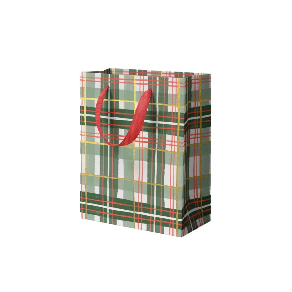 Holiday Plaid Gift Bag - Small