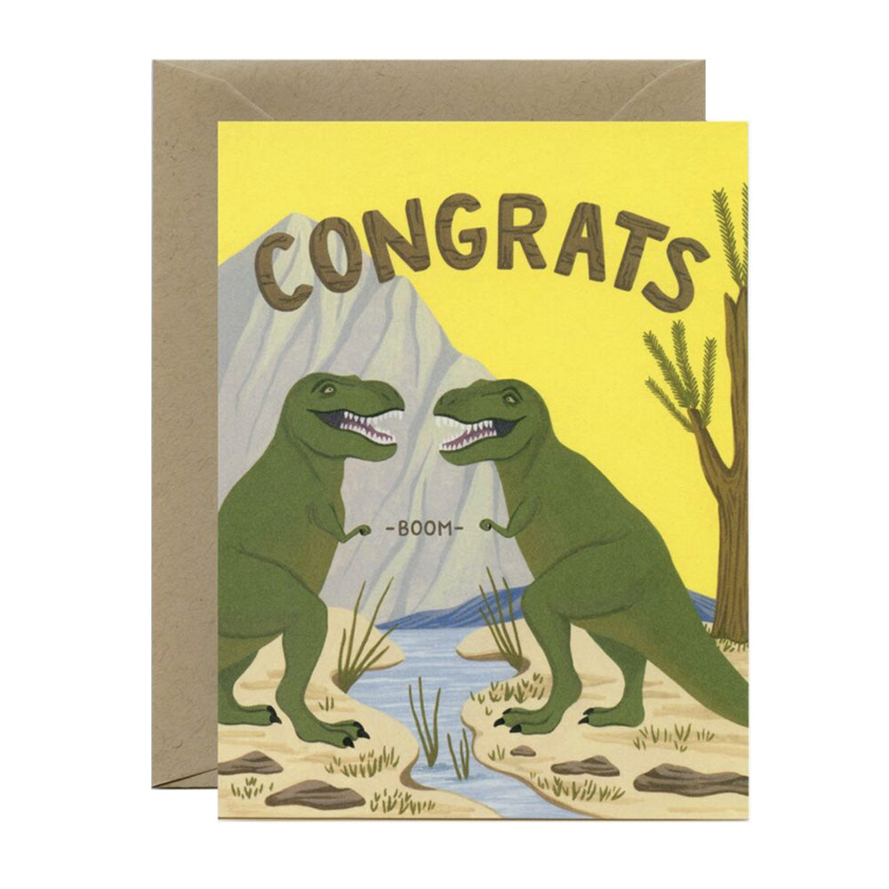 T-Rex Dinosaur Fist Bump Congrats Card