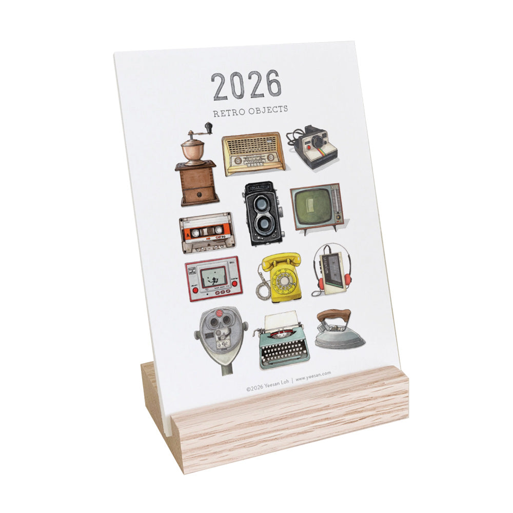 2026 Retro Objects Mini Desk Calendar