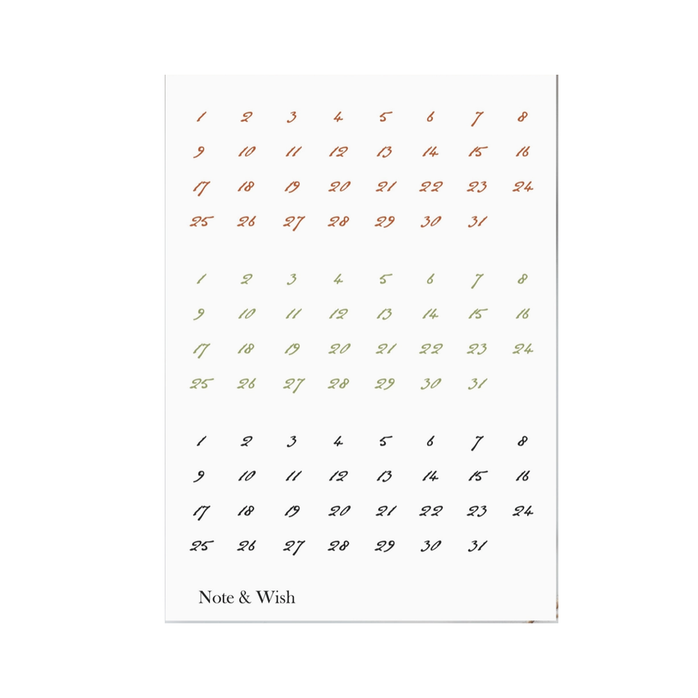 Classic Numbers PVC Sticker Sheet – M.Lovewell