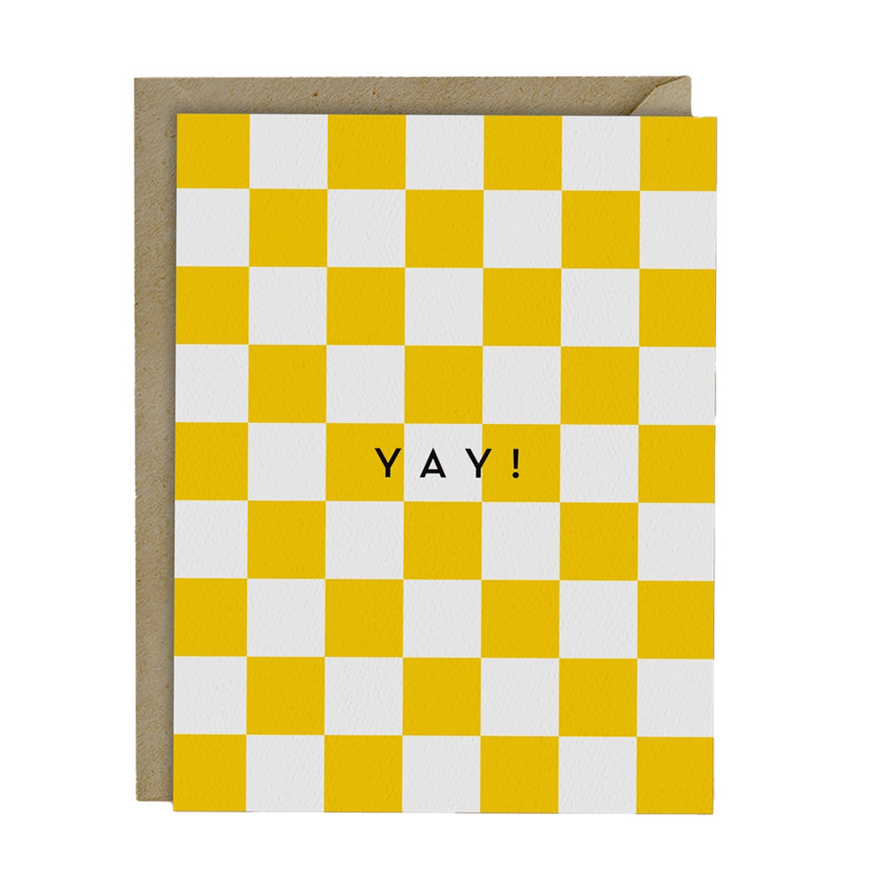 Yay Yellow Checkerboard Card