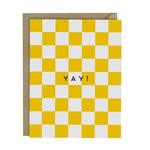 Yay Yellow Checkerboard Card