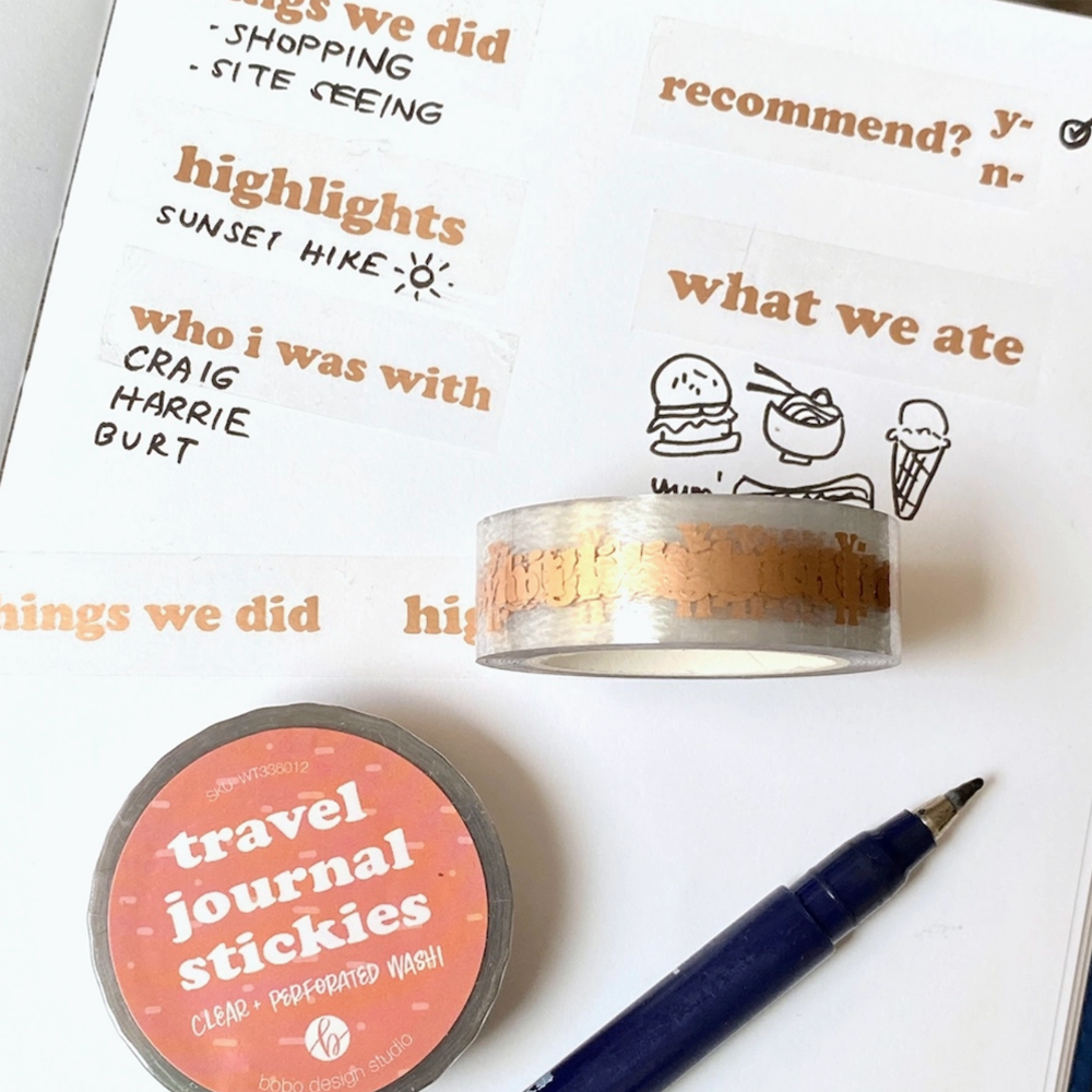 Travel Journal Stickies Clear Washi Tape
