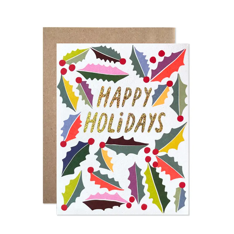 Happy Holidays Holly Card - Set of 8