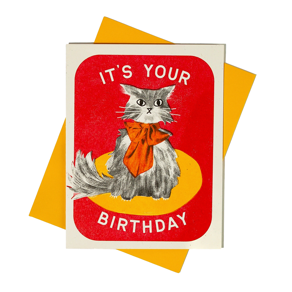 It's Your Birthday Bow Cat Card