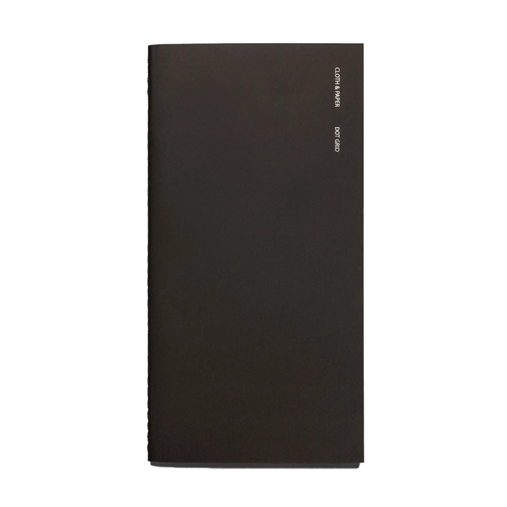 Black notebook with foil lettering on the front