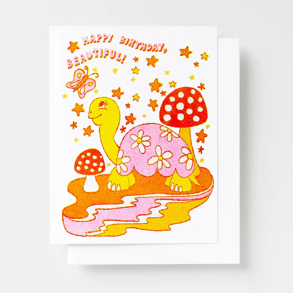 Beautiful Mushroom and Tortoise Card - M.Lovewell