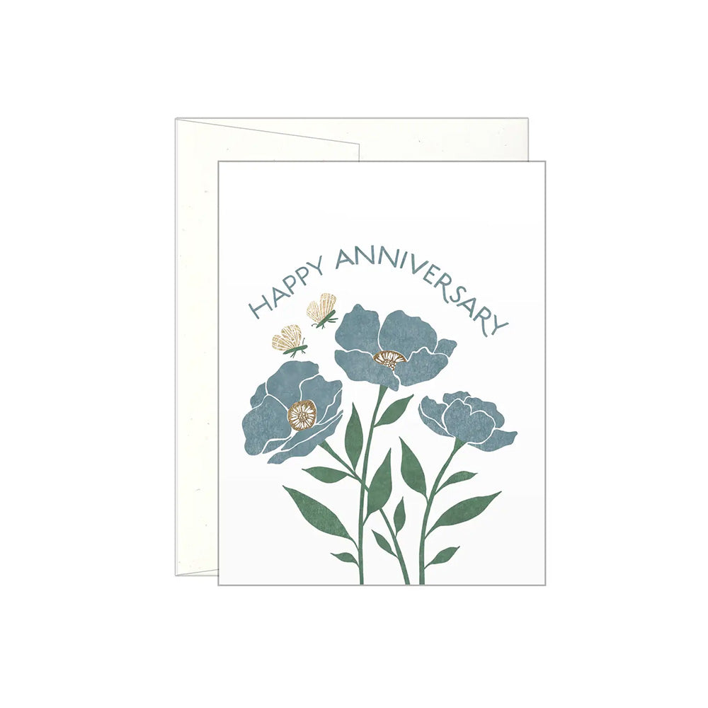 Blue Florals Anniversary Card