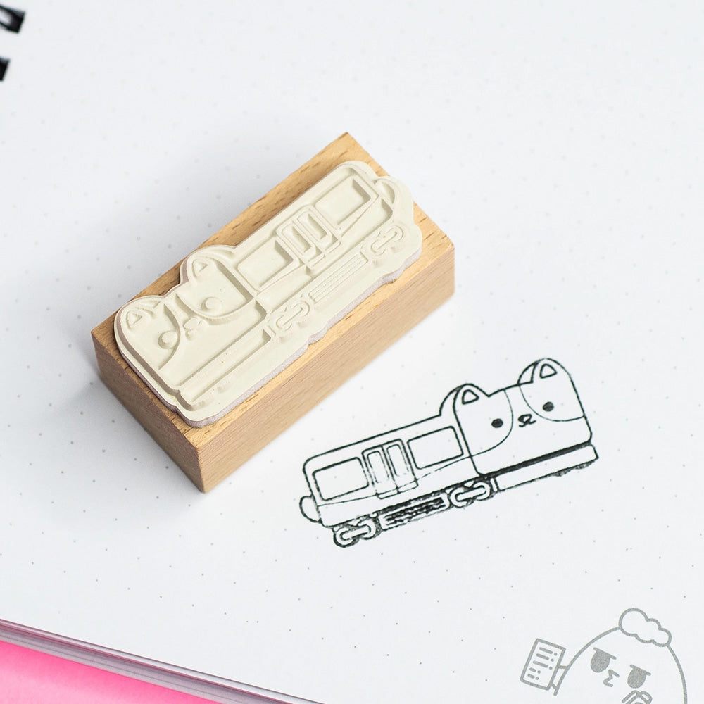 Corgi Train Wooden Stamp