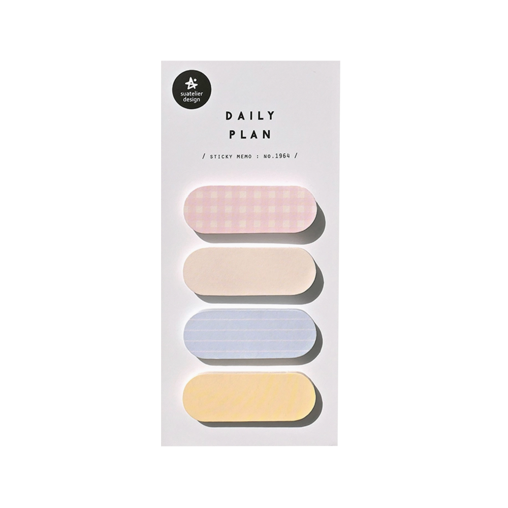 Set of rounded pastel-colored sticky notes on a white card with 'Daily Plan' text.