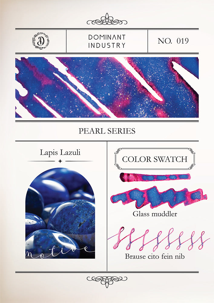 Dominant Industry Fountain Pen Ink - Pearl Series - No. 19 Lapis Lazuli - M.Lovewell