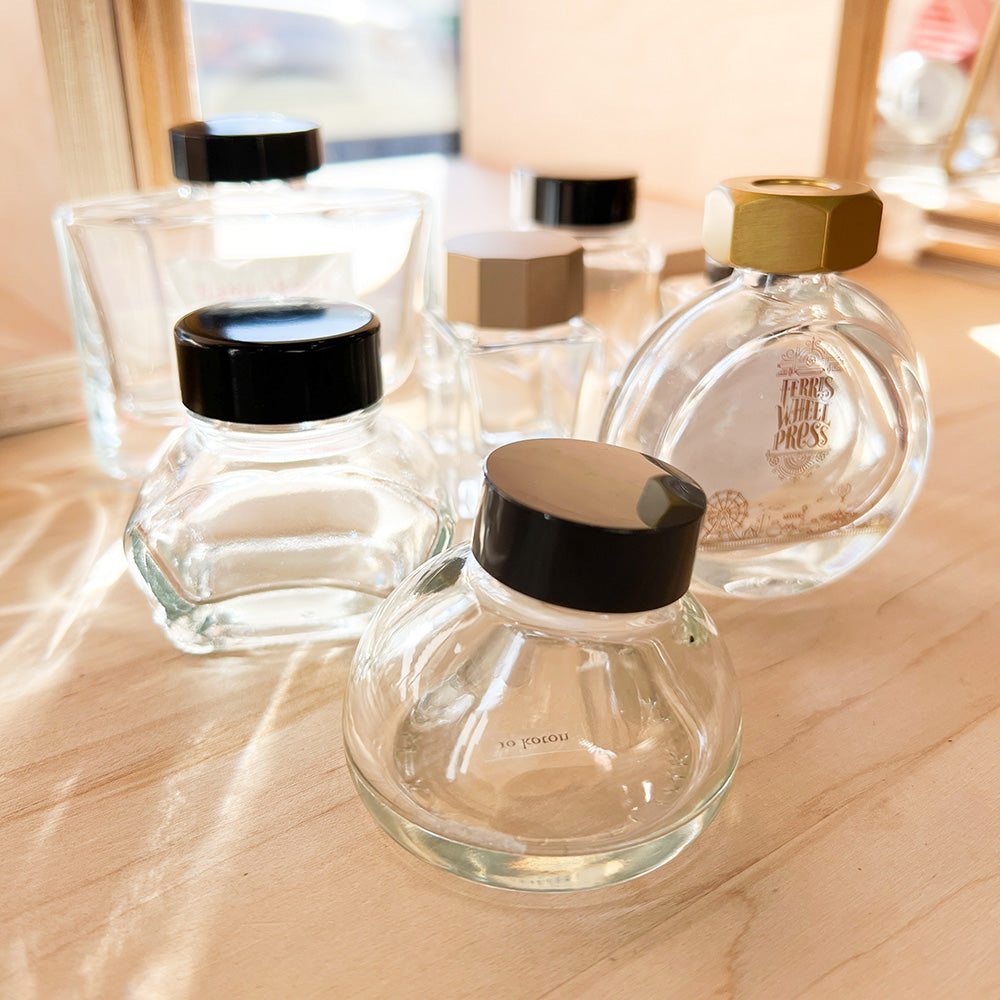 Empty Glass Fountain Pen Ink Bottle - M.Lovewell
