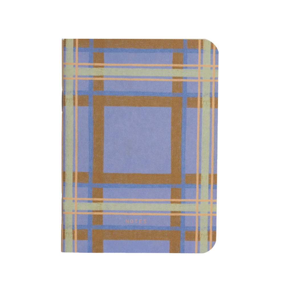 Notebook with plaid pattern on a white background