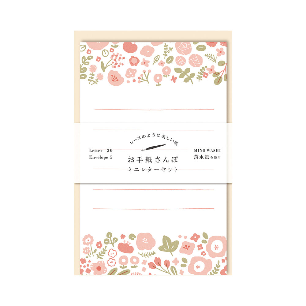 Furukawa Shiko Mino Washi Letter Set - Pink Florals