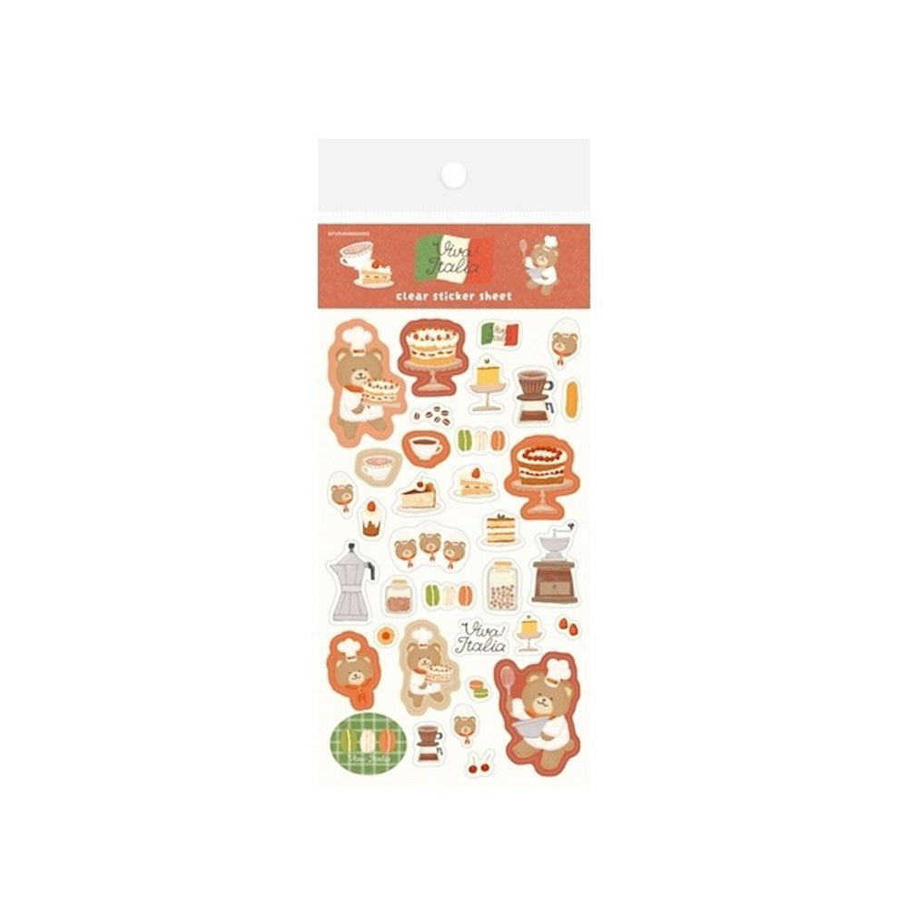 Furukawashiko Clear Sticker Sheet - Dessert Bear