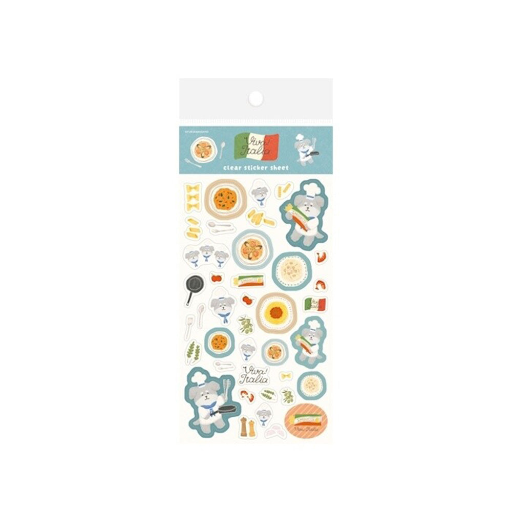 Furukawashiko Clear Sticker Sheet - Pasta Doggie - M.Lovewell