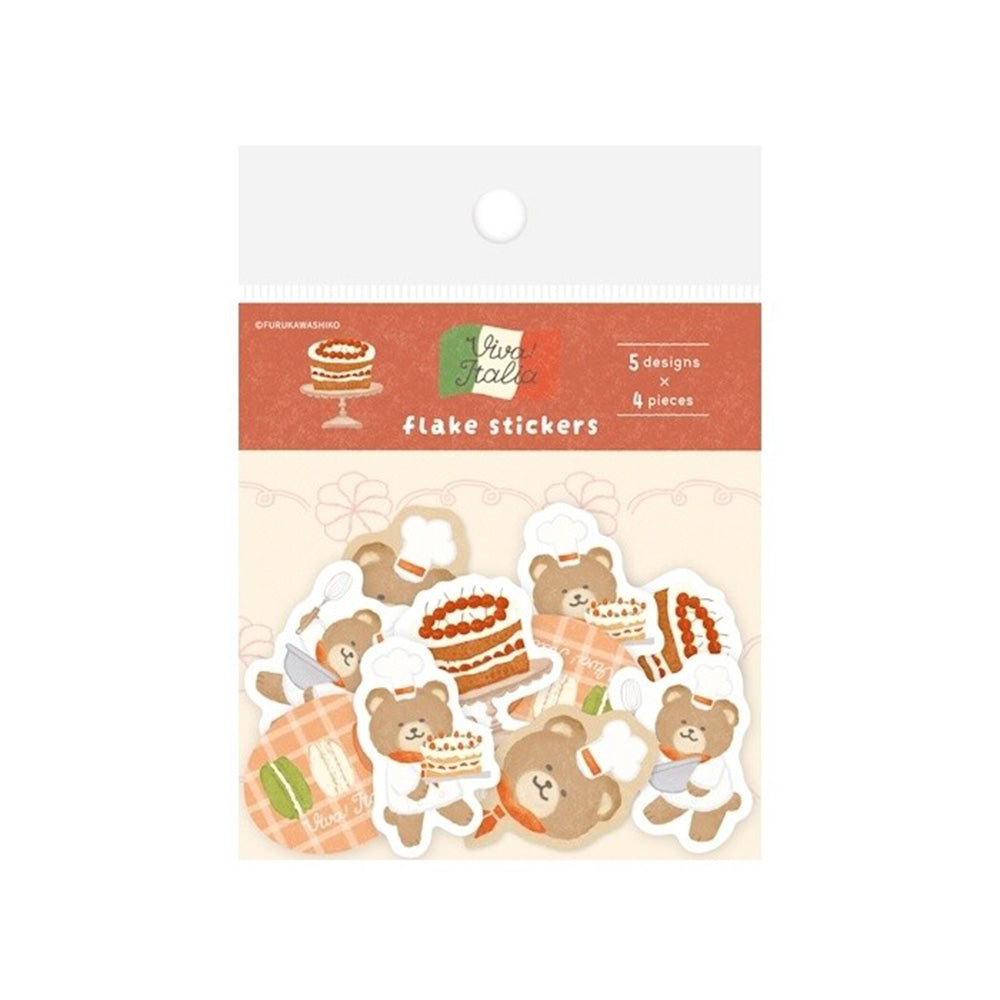 Furukawashiko Washi Flake Stickers - Dessert Bear