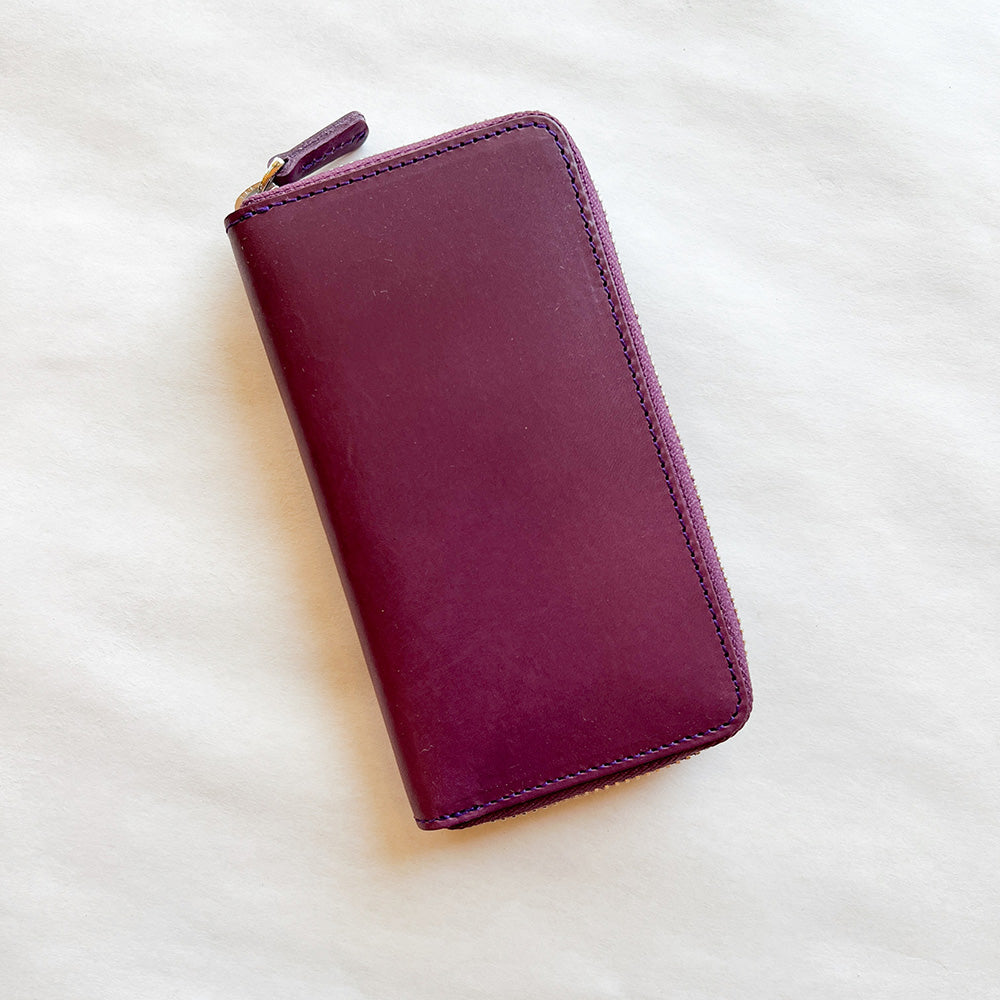 Galen Leather Zippered 3 Pen Case - Purple