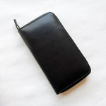 Galen Leather Zippered 3 Pen Case - Black