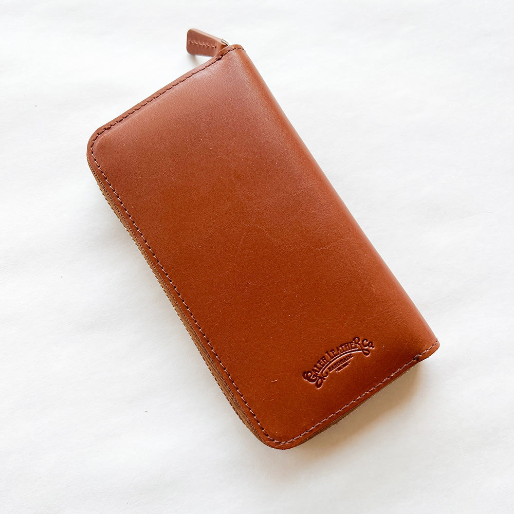 Galen Leather Zippered 3 Pen Case - Brown